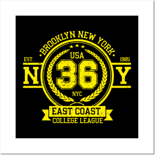 Brooklyn New York College League Vintage Denim Posters and Art